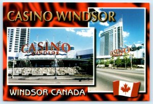 WINDSOR, Ontario Canada ~ CASINO WINDSOR Hotel - Maple Leaf Flag 4x6 Postcard