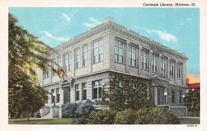 MATTOON, IL  Illinois     CARNEGIE LIBRARY       c1940's Curteich Linen Postcard