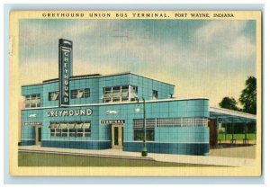 C.1930s-40s Greyhound Union Bus Terminal Fort Wayne Indiana Vintage Postcard P79 