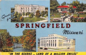 Springfield Missouri 1947 Postcard Multiview Court House Park Lake