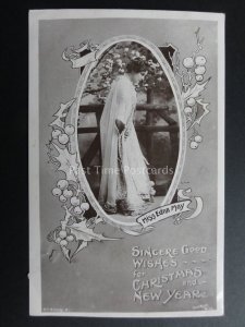 Actress: MISS EDNA MAY -Sincere Good Wishes for CHRISTMAS & NEW YEAR c1906 RP