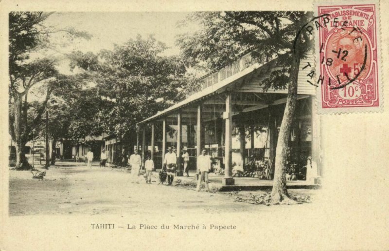 french polynesia, Tahiti, PAPEETE, La Place du Marché (1900s) Postcard