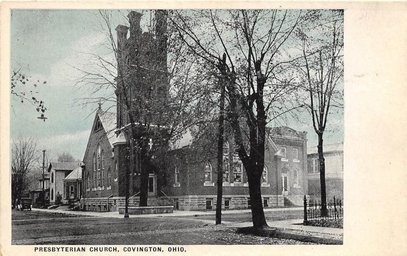 Ohio Postcard c1910 COVINGTON Presbyterian Church Miami County