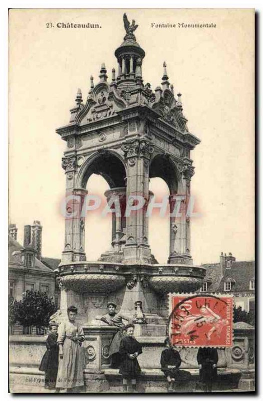 Old Postcard Chateaudun Monumental Fountain