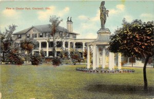 Cincinnati Ohio c1910 Postcard View In Chester Park House Statue