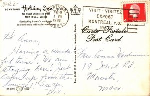 Holiday Inn Montreal Canada Building City Daytime PM WOB Vintage Cancel Postcard 