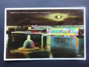 Lancashire BLACKPOOL ILLUMINATIONS Niagara Falls The Bath c1938 RP Coloured PC