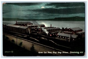 1908 Bird's Eye View Sing Sing Prison Moon Night Ossining New York NY Postcard