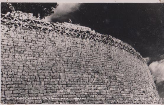 Chevron Pattern on Temple Wall Zimbabwe Real Photo Old Postcard