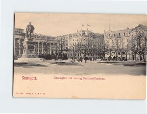 Postcard Sdılossplatz mit Herzog Christoph Denkmal Stuttgart Germany