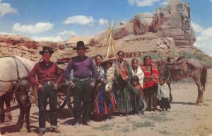 NAVAJO FAMILY Indian Reservation Native Americana 1951 RPO Vintage Postcard