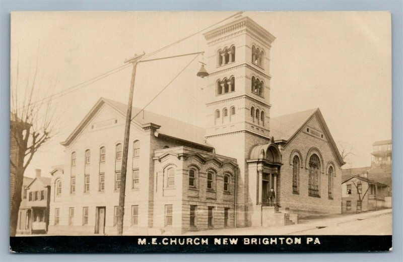 NEW BRIGHTON PA ME CHURCH ANTIQUE REAL PHOTO POSTCARD RPPC