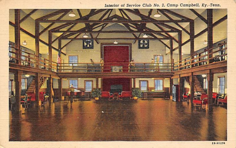 Interior of Service Club No. 2, Camp Campbell, Ky, Tenn. US Army Military, Mi...