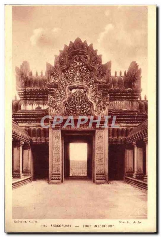 Old Postcard Angkor Wat Inner Court