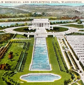 Lincoln Memorial Washington D.C. Postcard Reflecting Pool c1930-40s PCBG8C