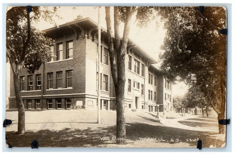 1919 High School Building Mitchell South Dakota SD RPPC Photo Antique Postcard