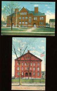 Nice Lot of 8 Early Postcards of Maine Schools circa 1910-20  FD4348