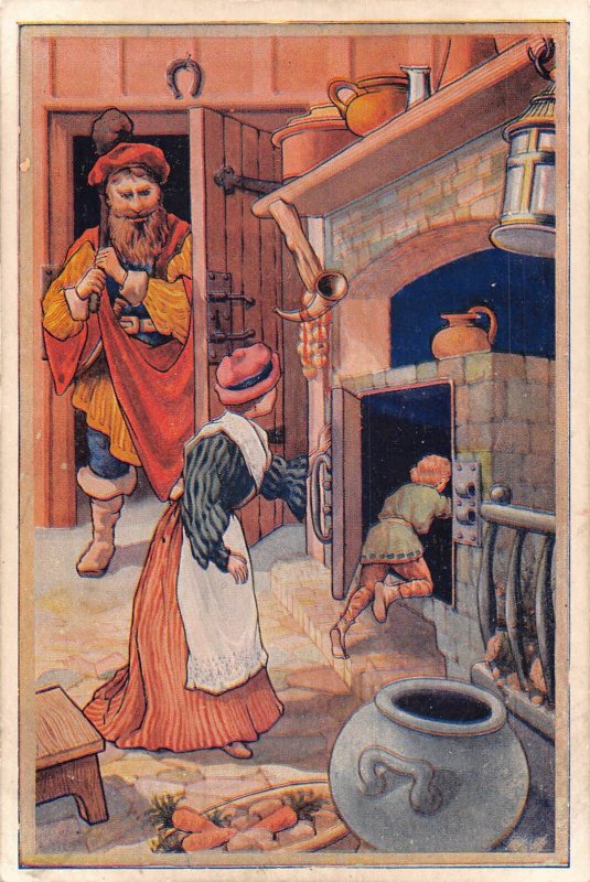 A897 Fairytale Fantasy  Jack and the Beanstalk Jack Hides in Chimney postcard