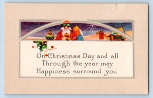 1920-30's SMALL ANTIQUE CHRISTMAS XMAS CARD WISE MEN CAMEL