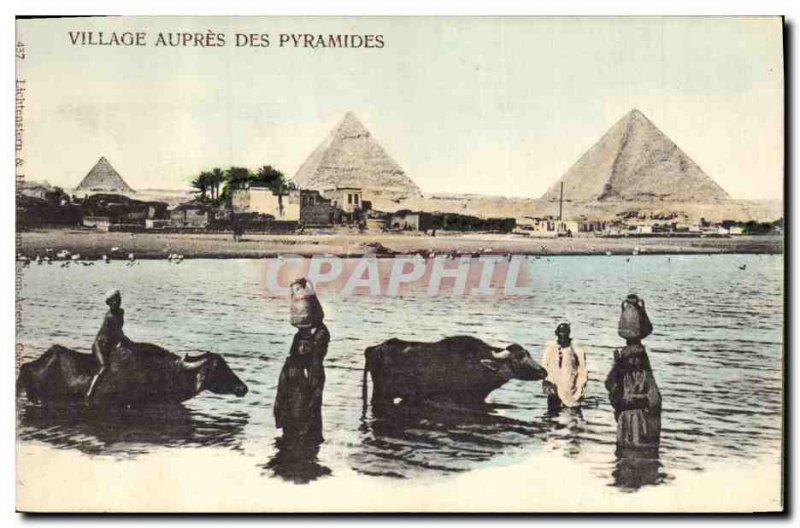 Postcard Ancient Egypt Egyptian village near the pyramids