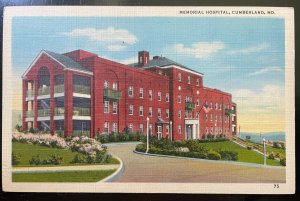 Vintage Postcard 1937 Memorial Hospital, Cumberland, Maryland