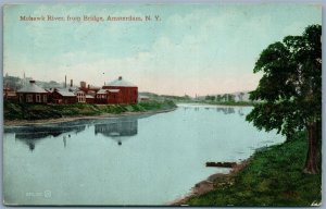 AMSTERDAM NY MOHAWK RIVER 1911 ANTIQUE POSTCARD