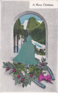 Merry Christmas With Embroidered Gold Bell