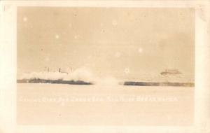 San Pedro Los Angeles California Break Waters Real Photo Antique Postcard K97293