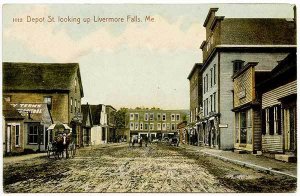 Livermore Falls ME Dirt Depot Street Vintage Store Fronts 1908 Postcard