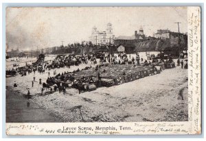 1907 View Of Levee Scene Cotton Bales Memphis Tennessee TN Antique Postcard