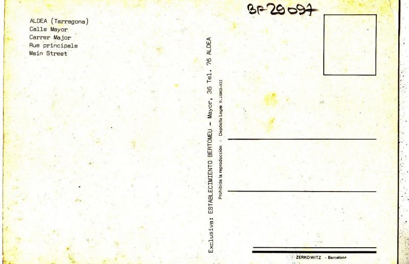 BF29097 aldea tarragona dalle mayor spain front/back image