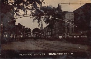 J81/ Manchester New Hampshire RPPC Postcard c1910 Night Light Arch 188