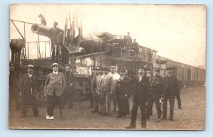 WWI Dog On German Railway Gun Captured Real Photo Postcard RPPC