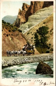 Stagecoach Gardiner River Grand Canyon Yellowstone Embossed Postcard 1907