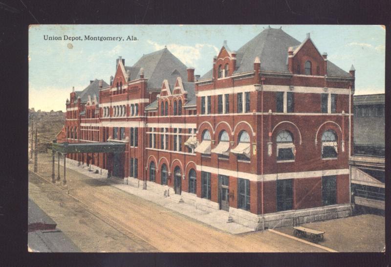 MONTGOMERY ALABAMA UNION RAILROAD DEPOT TRAIN STATION VINTAGE POSTCARD