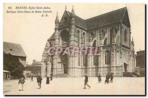 Postcard Old Rennes Eglise Saint Aubin