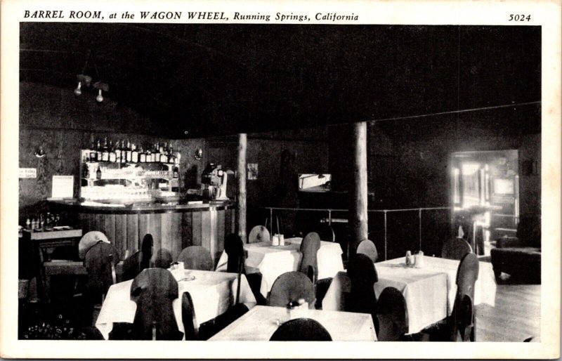 Postcard Barrel Room at the Wagon Wheel Restaurant in Running Springs California