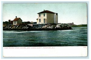 1905 Lime Rocks Lighthouse, Ida Lewis Light, Newport Rhode Island RI Postcard 