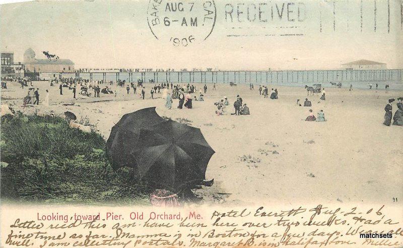 1906 Old Orchard Maine Pier Reichner Bros undivided postcard 11288 hand colored