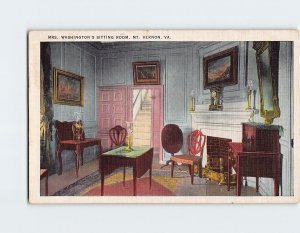 Postcard Mrs. Washington's Sitting Room, Mount Vernon, Virginia