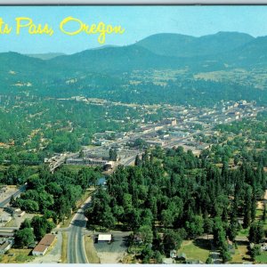 c1960s Grants Pass, OR Birds Eye Downtown Aerial US Hwy Route 99 199 PC Vtg A241