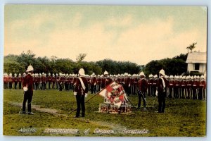 Bermuda Postcard Formation Presentation of Colours Drums Flag c1905 Antique