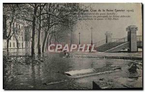 Old Postcard Paris La Grande Crue De Seine Quai Debilly
