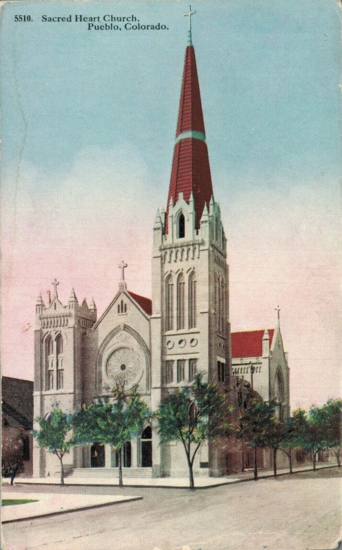 USA Sacred Heart Church Pueblo Colorado Vintage Postcard 07.72 