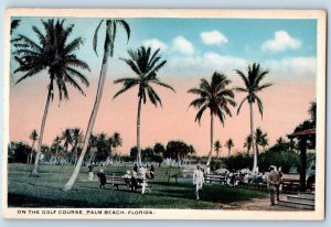 Palm Beach Florida FL Postcard On The Golf Course Scenic View Trees Bench 1920