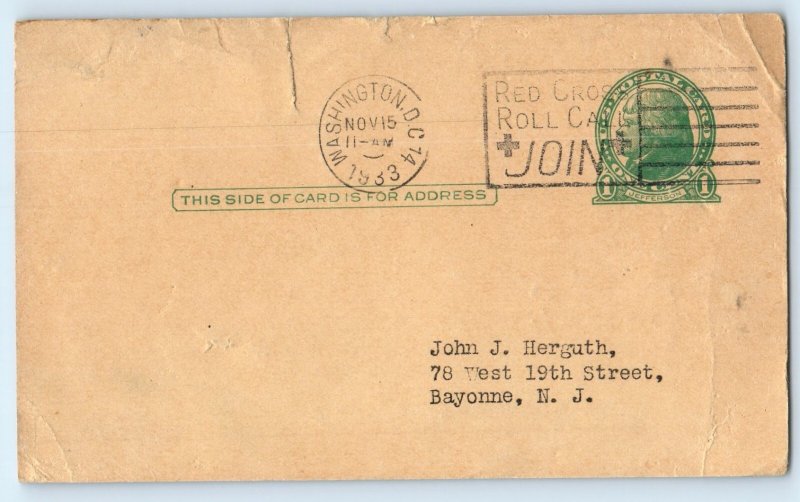 1933 Washington Stamp News Subscribers C E Nickles Washington DC Postal Card