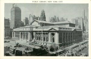 1930s Public Library, New York City - Vintage Postcard