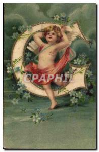 Old Postcard Fantasy Angel Letters Letter C