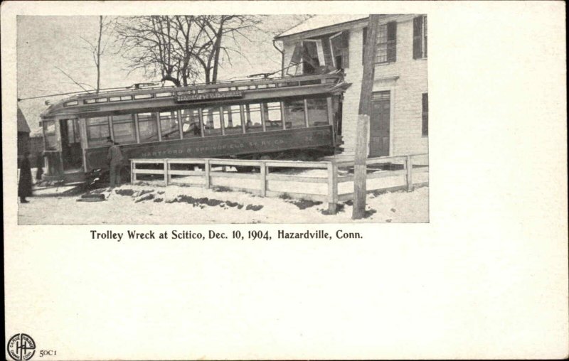 Hazardville Enfield CT Trolley Crash Wreck 1904 Postcard