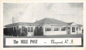 Newport Rhode Island 1954 Postcard The Mile Post Restaurant